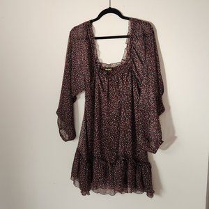 Host of Harlem Brown Floral Off-Shoulder Dress - Size M